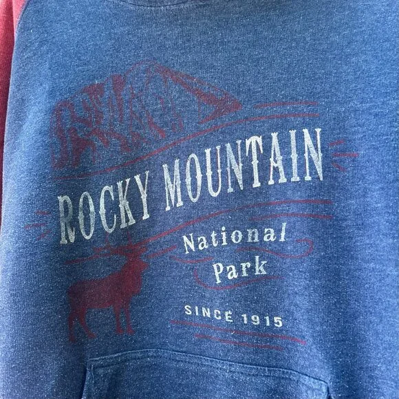 Rocky Mountain National Park Since 1915 Blue and Maroon Sweatshirt Size XL - Picture 3 of 6